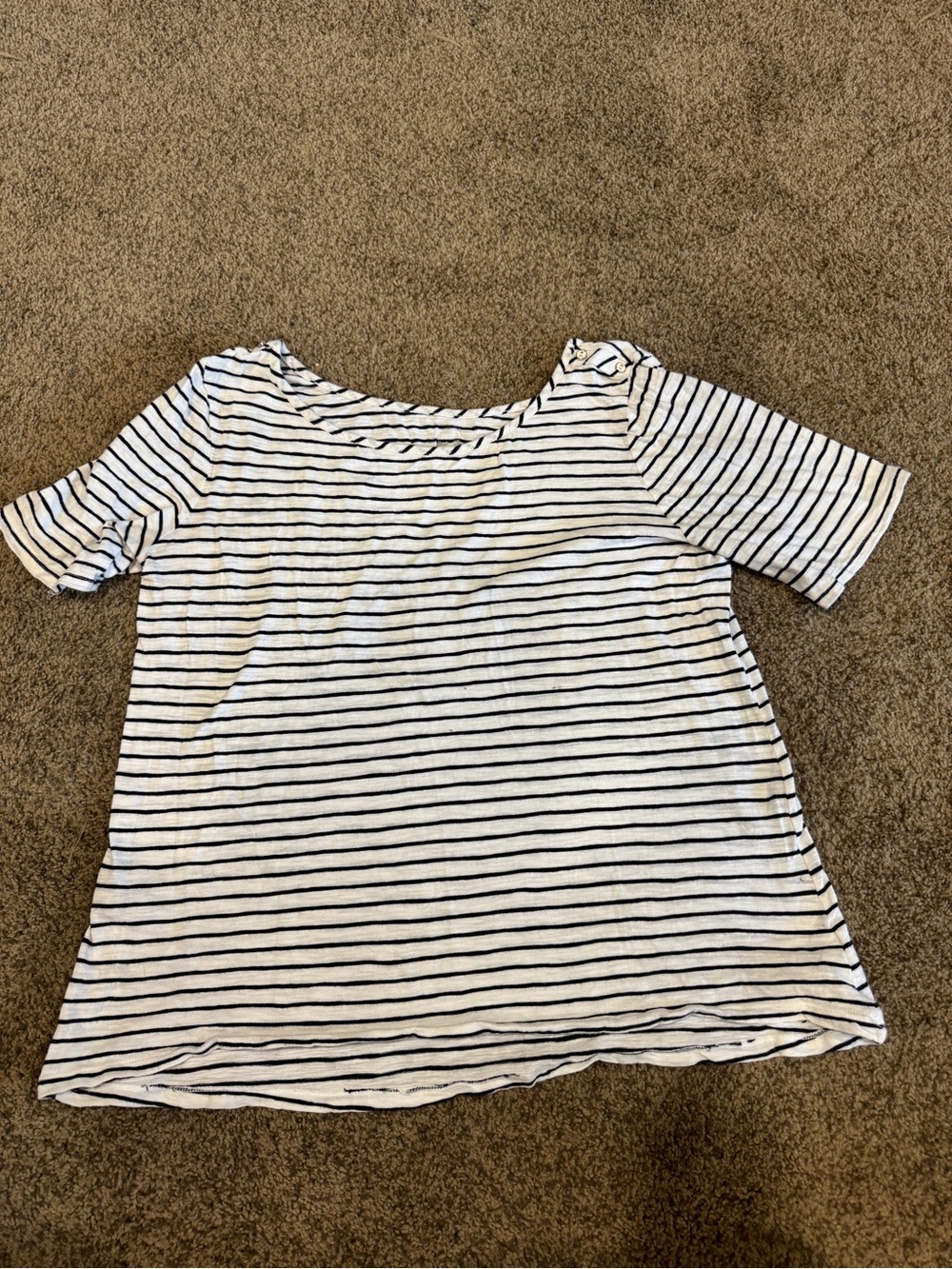 GAP White Short Sleeve Top with Black Stripes